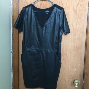 Black leather front Dress